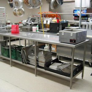 What would any kitchen be without a prep table? Here is the main prep table in our commercial restaurant. Additional tables are located in our adjacent lab.