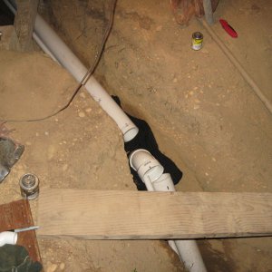 Gluing The bottom drain, layed above It On A 2x8