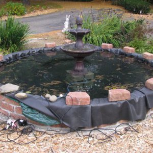 Liner and fountain in place