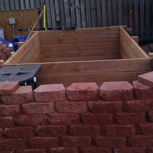 pump house, framework and pavers