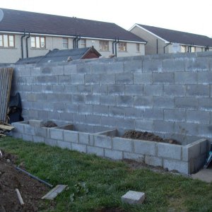 Middle raised planter is going to be a 6ft wall water feature