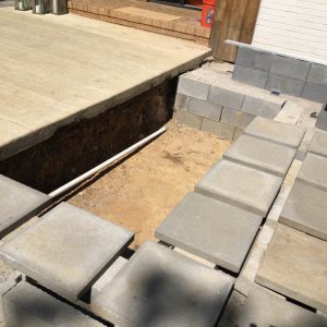 Pond build with pavers in place (dry fit)