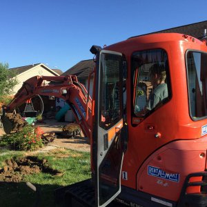 Playing with the excavator!  Let the fun begin!
