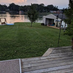 View of lake from our deck, where waterfall & stream may be one day