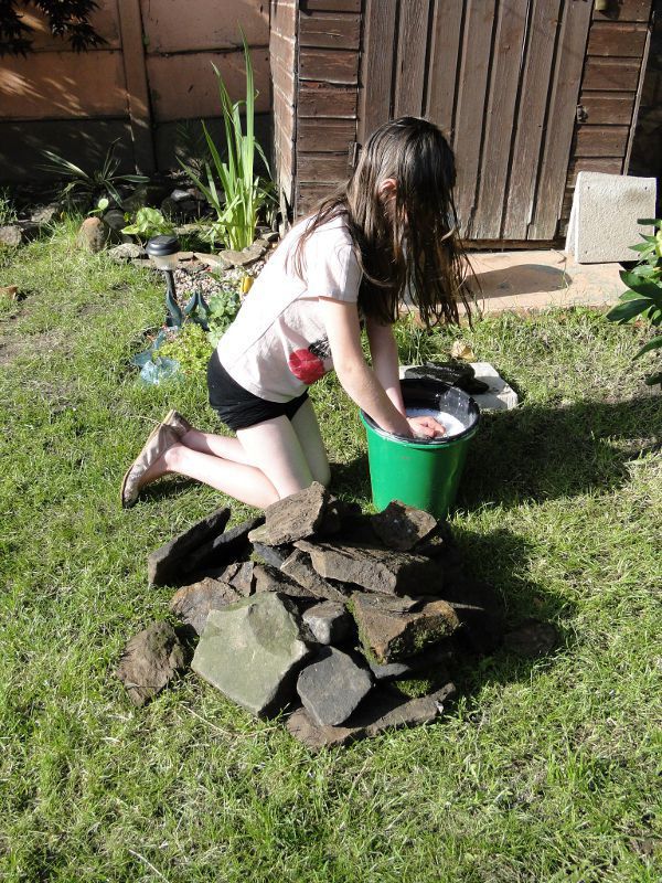 Cleaning the rocks