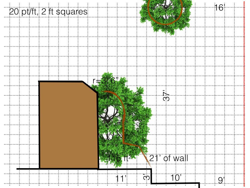 Existing diagram of the back yard