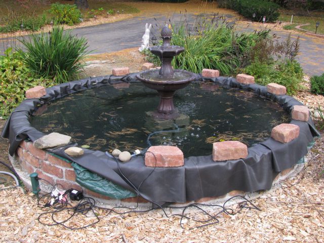 Liner and fountain in place