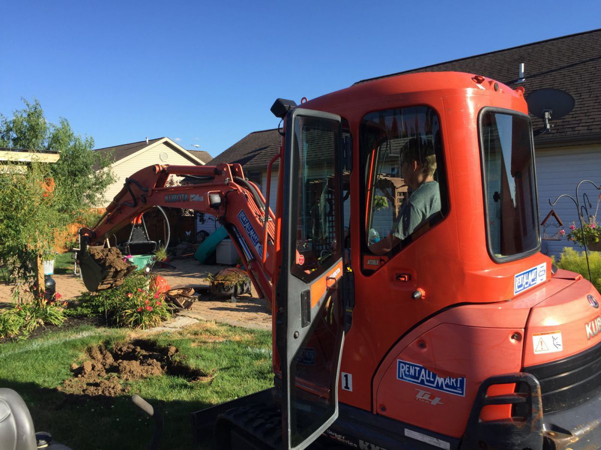 Playing with the excavator!  Let the fun begin!