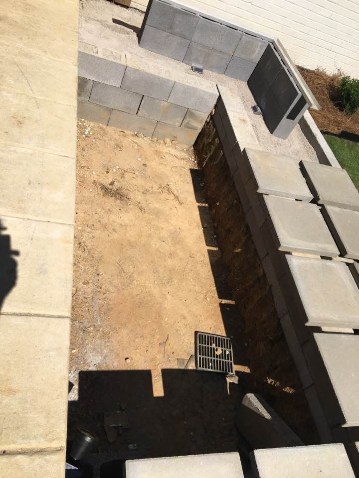 Pond build with pavers in place (dry fit)