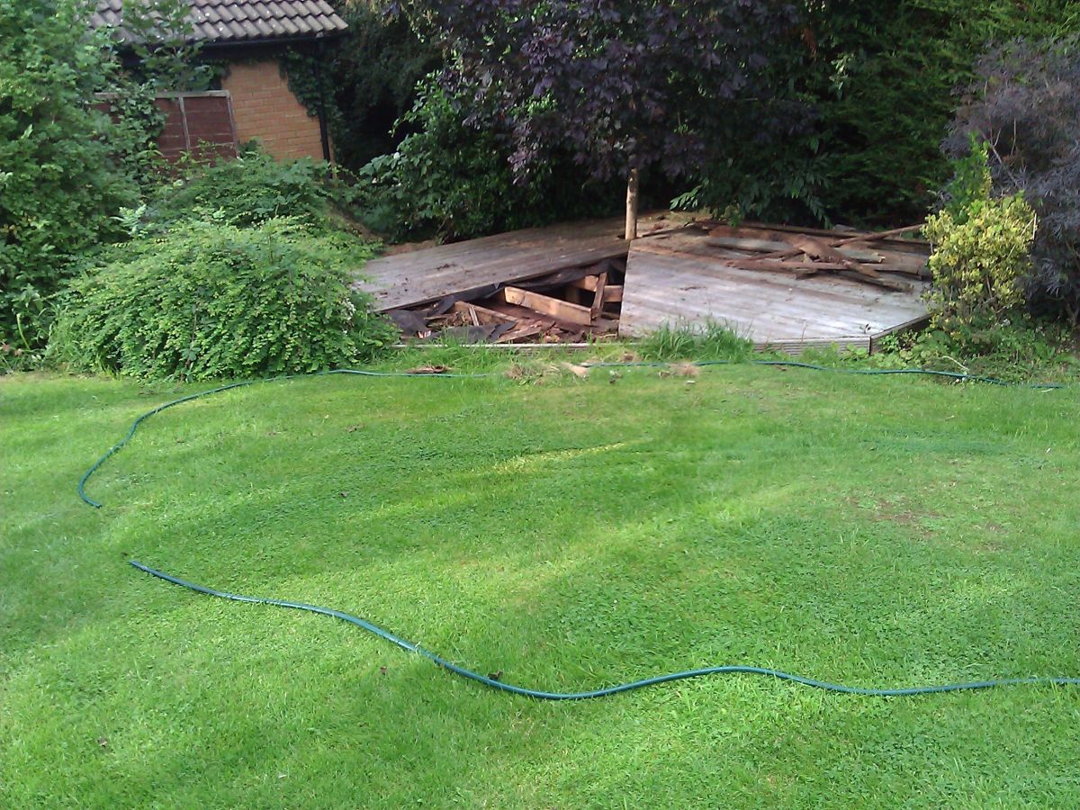 Pond Site with work commenced to repair decking1