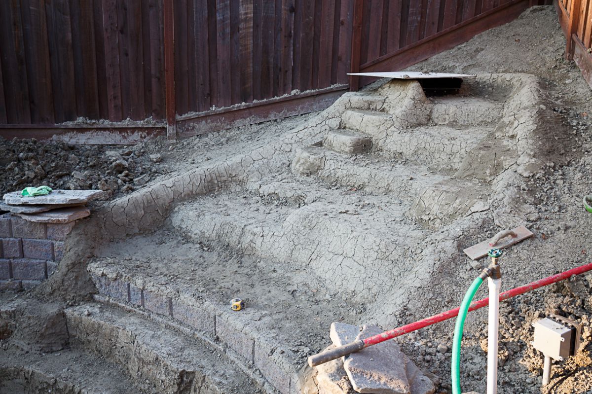 Ready for underlayment.  Waterfall design / shelves.