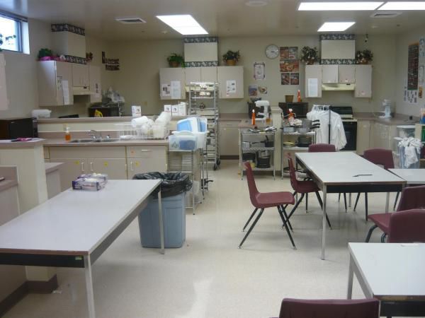 This is our culinary arts lab. It serves as a classroom as well as an auxiliary kitchen with five kitchenette work stations.