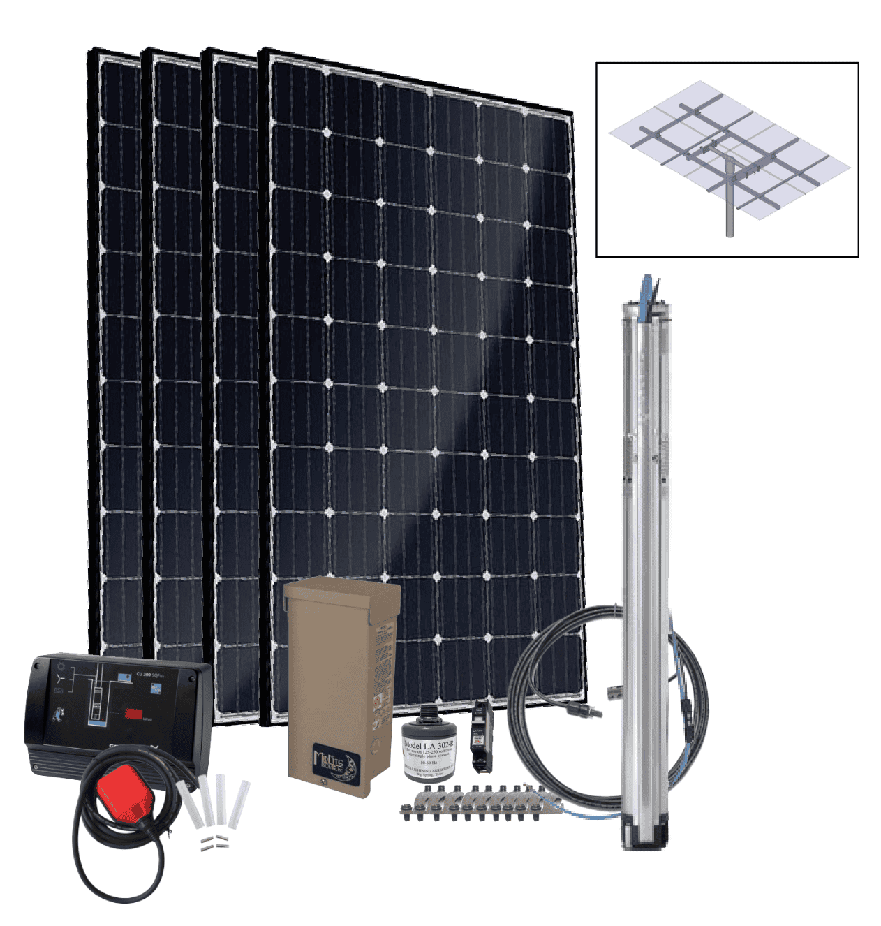 Grundfos SQFlex Pre-designed Solar Water Pumping Kit using 6 sqf-3 pump 5gpm, up